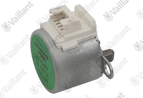 Vaillant Stellmotor für Drosselklappe mit einer elektrischen Anschlussbuchse und einem metallenem Gehäuse, geeignet für spezifizierte Heizsysteme.
